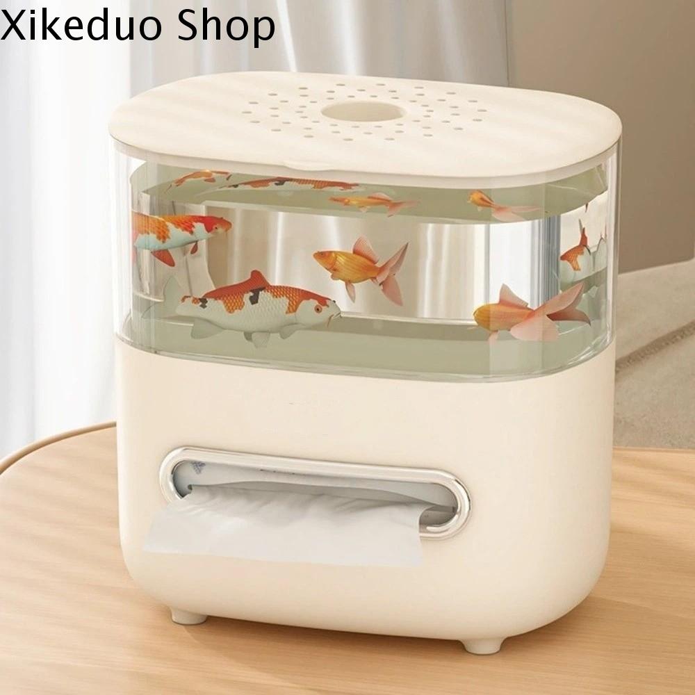 XIKEDUO Hai lớp Máy phát giấy vệ sinh cho bể cá Chống trơn trượt Trong suốt Hộp đựng khăn giấy 2 trong 1 Dung lượng lớn Dụng cụ sắp xếp bàn làm việc Phòng khách
