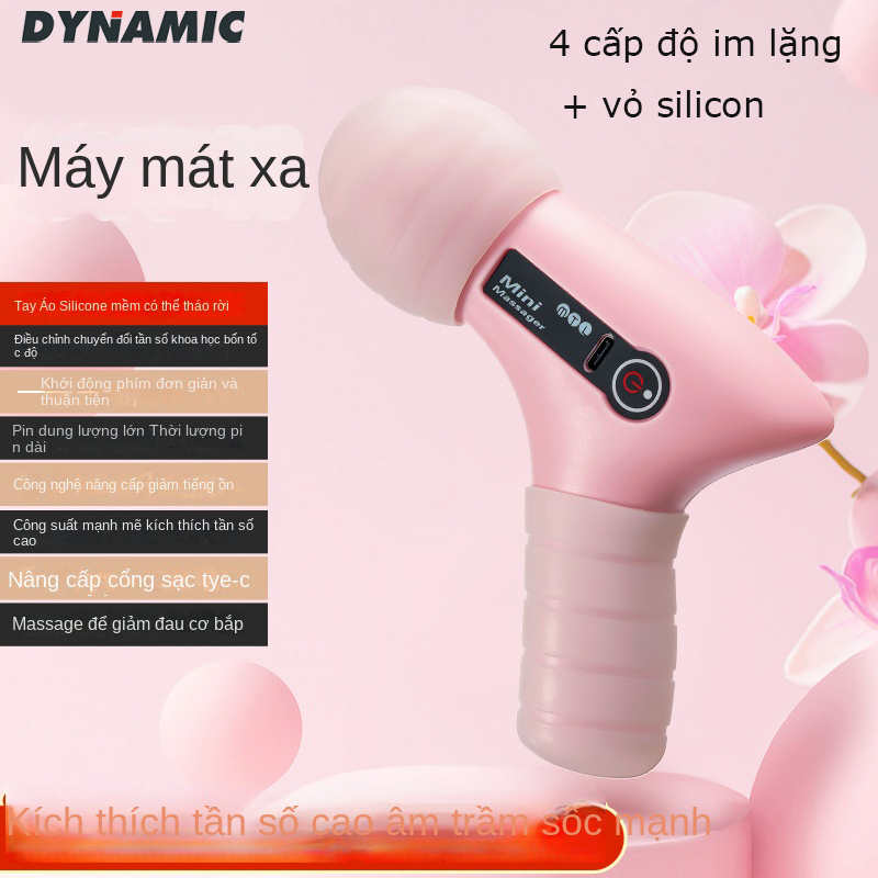 Máy massage cầm tay massage nhức mỏi vai gáy, đau giãn cơ - Máy đấm lưng đa năng 4 cấp độ im lặng + vỏ silicon động cơ chải