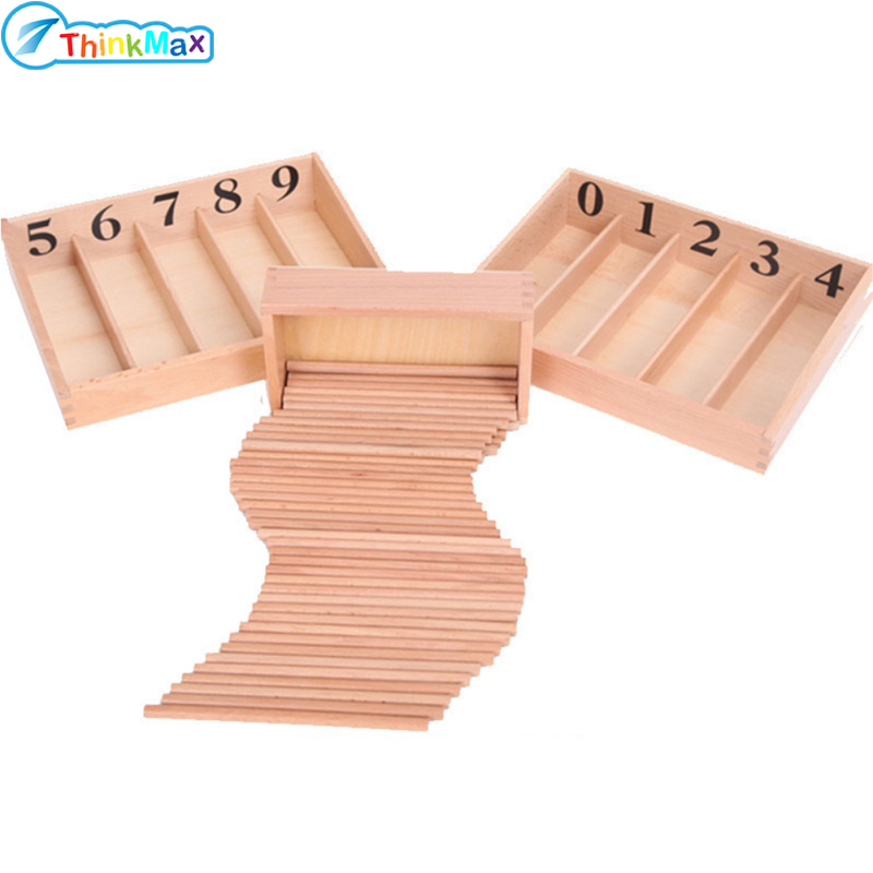 Children Montessori Wooden Spindles Counting Box Mathematics Learning
