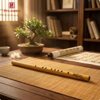 HILABEE Traditional Vertical Bamboo Flute Accurate Tone Bamboo Flute with Membrane Melodious Woodwind Instrument Portable for Practice