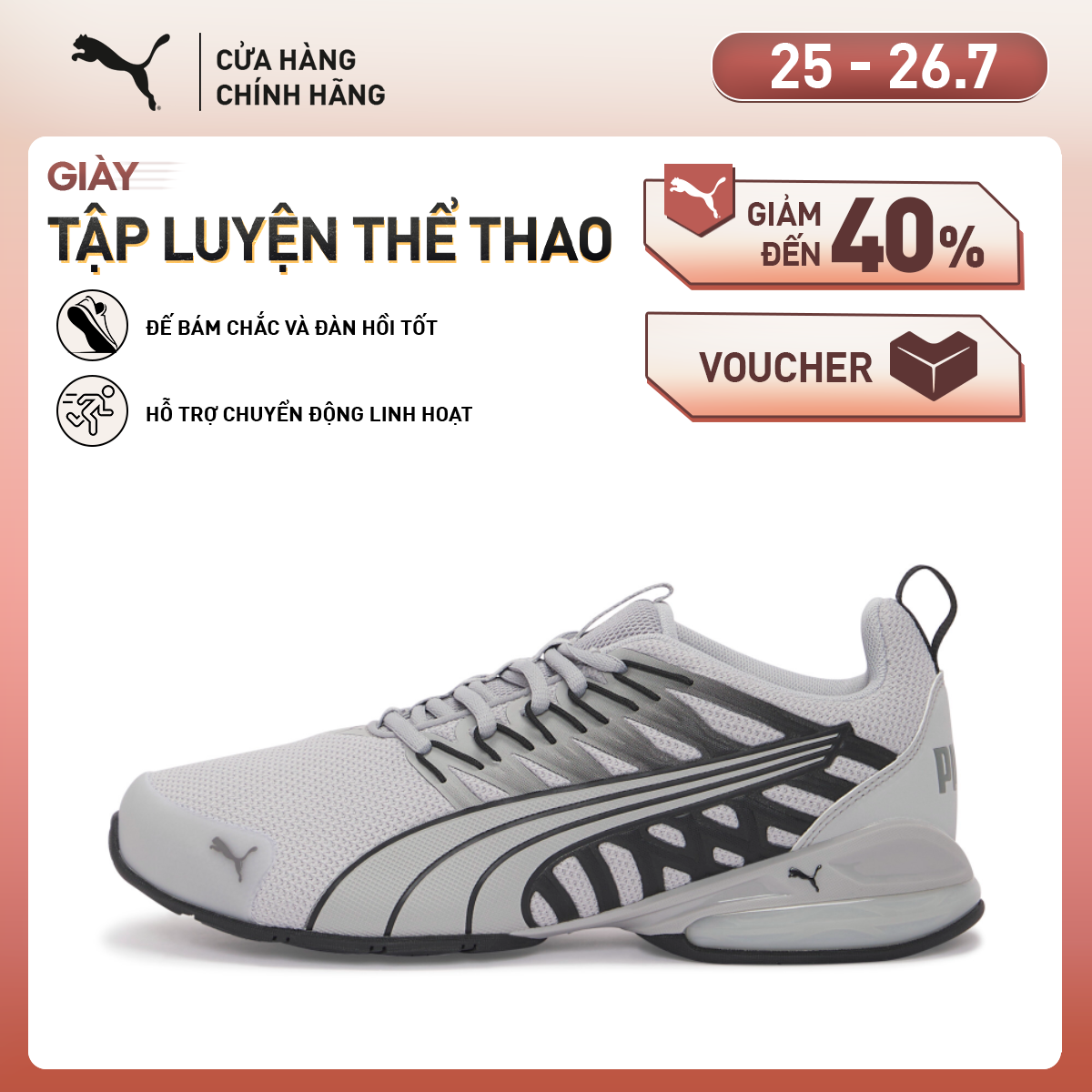 Giày Thể Thao PUMA Nam Voltaic Evo Wide Gray Echo-Black Màu Xám
