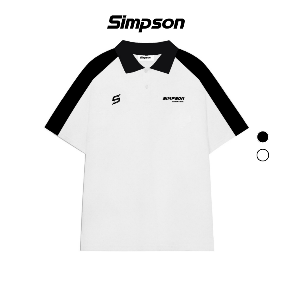 Áo Polo Phối Vai Local Brand Simpson Polo Unisex Nam Nữ Oversize - PS03