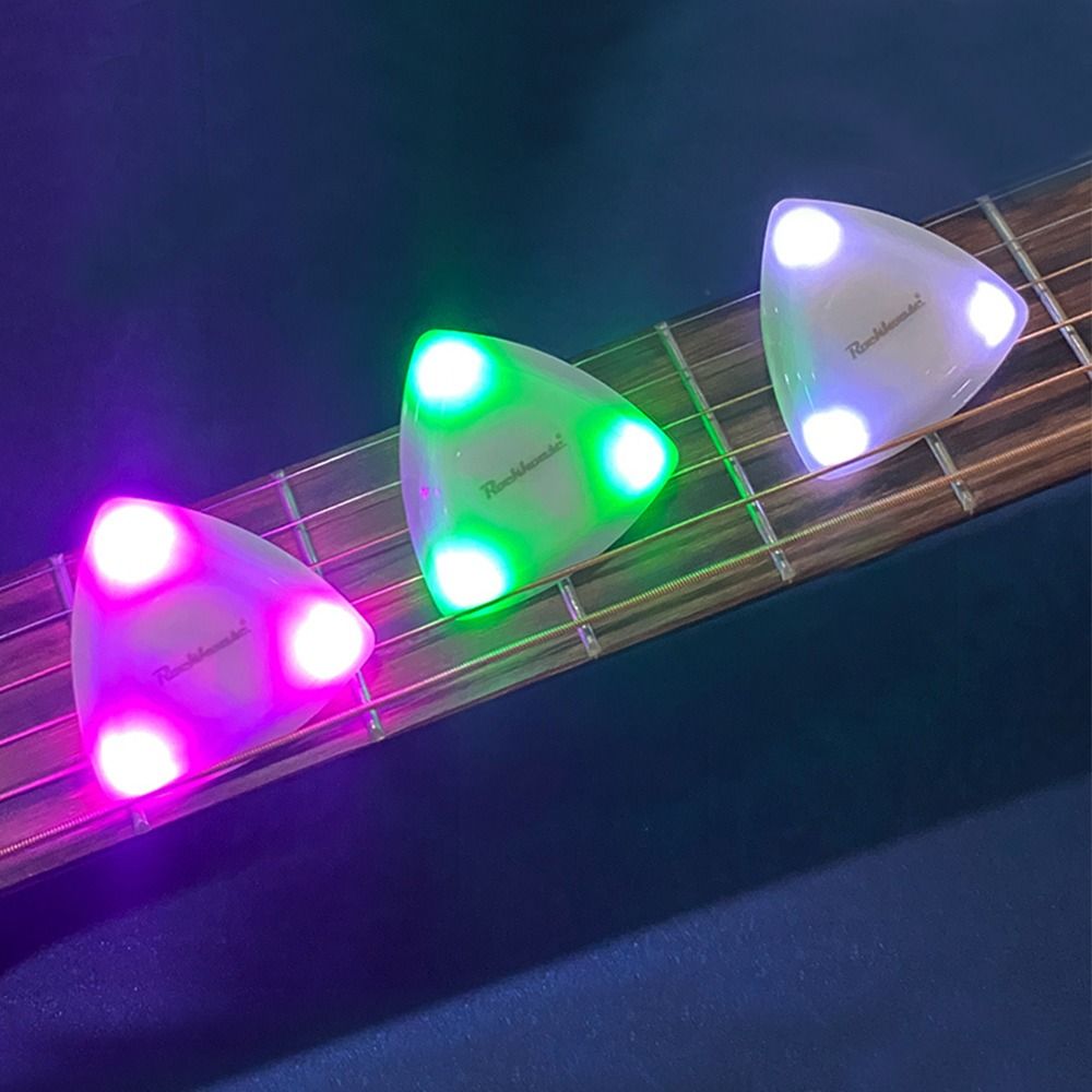 Tongina Unique Guitar Picks Medium Picks Plastic with LED Light,  White/Green/Purple Light Guitar Cool Picks for Bass Electric Guitar  Acoustic