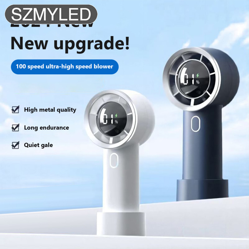Mini Handheld Fan, 3000mAh USB Rechargeable Personal Fan, High Speed Portable Fan With Digital Display, 1-100 Speed Adjustable Powerful Wind Fan
