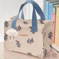Just Star Korean flower lunch box bag high appearance level canvas tote bag student bento bag hand bag convenient lunch box bag