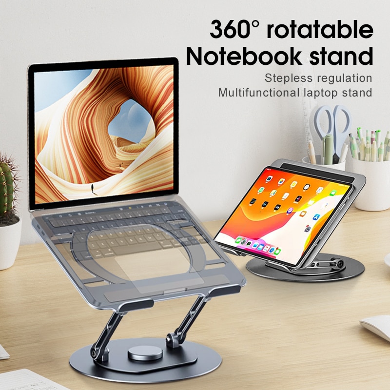 Laptop Stand 360° Rotatable Notebook Holder Liftable Aluminum Alloy Stand Compatible with 9.7-17 Inch Laptop Bracket