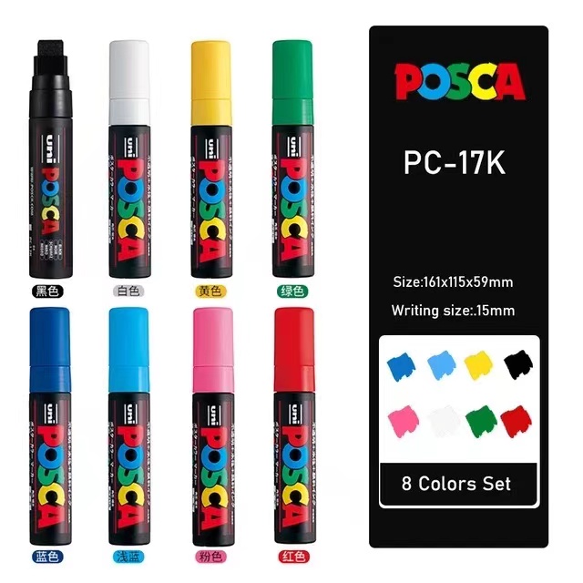 {vbhkghuk} Uni Posca ทั้งชุดสีอะคริลิคเครื่องหมายปากกา PC-1M PC-3M PC-5M 7/8/12/15/24/29C สำหรับ Rock ภาพวาดfrabricแก้ว/โลหะGraffiti
