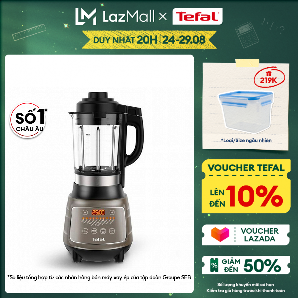 [Trợ giá 172K_8-10.8] Máy làm sữa hạt, xay sinh tố và nấu đa năng Tefal BL967B66 - Gian hàng chính hãng, Bảo hành 2 năm