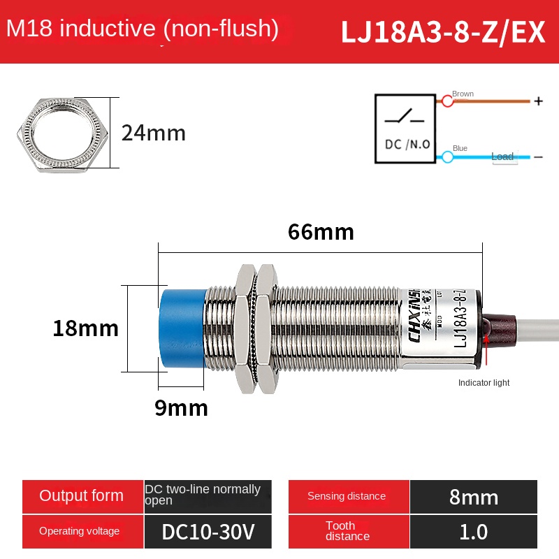 LJ18A3-8-Z/EX Cảm Biến Tiệm Cận Chxinshe | Tùy chọn LJ18A3-5 / LJ18A3-8 Công Tắc NPN/PNP NO NC M18 | Phát Hiện Kim Loại 5mm / 8mm