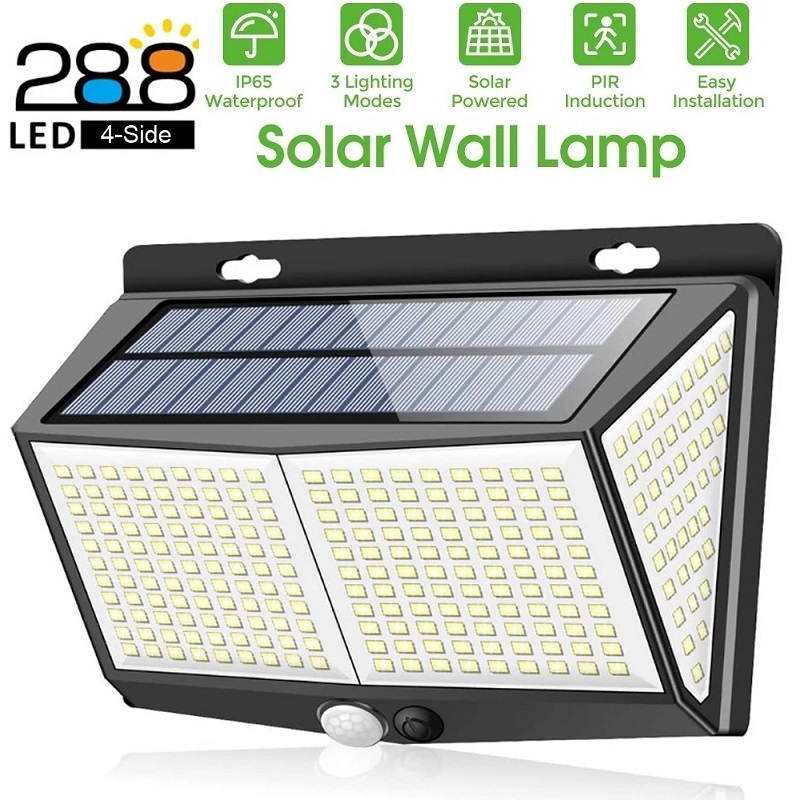 【New Model】288PCS LED Solar Light PIR Motion Sensor Solar Lamp IP65 Waterproof Outdoor Light automatic 3 Model adjust brightness Garden Street Light