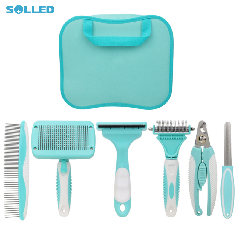 6 In 1 Dog Grooming Kit, Deshedding Tools Set, Hair Remover Comb Brush Nail Clippers Trimmers Set Pet Cleaning Supplies Accessories For Dogs Cats ราคา 741 บาท*ส่งฟรี