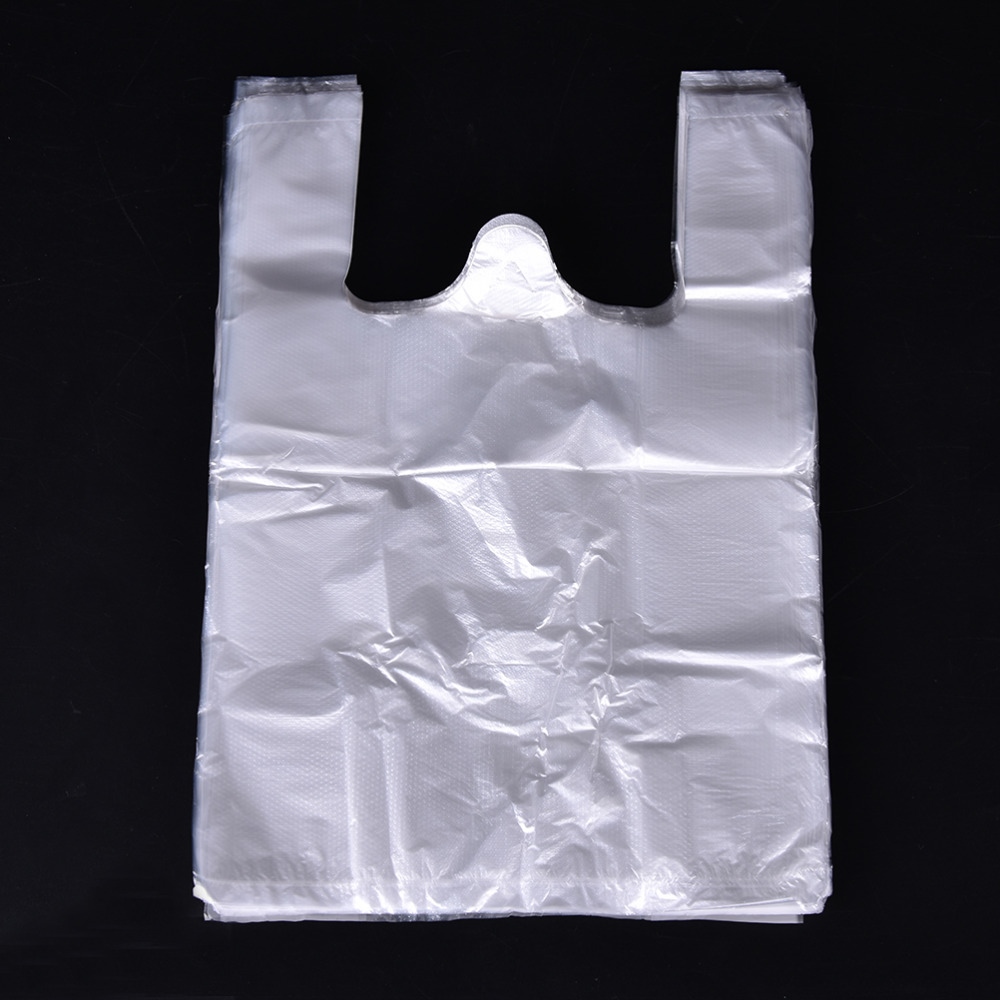 【CC】■✢ 46/52/55/100pcsTransparent Bags Shopping Bag Supermarket With Handle Food