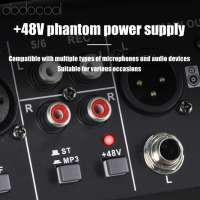 Dodocool 6 Channel Mini Sound Mixer DJ Controller with BT MP3 Player 48V Phantom Power Built-in Guitar Amp Portable Mixer Console for Studio Recording Live Streaming Karaoke