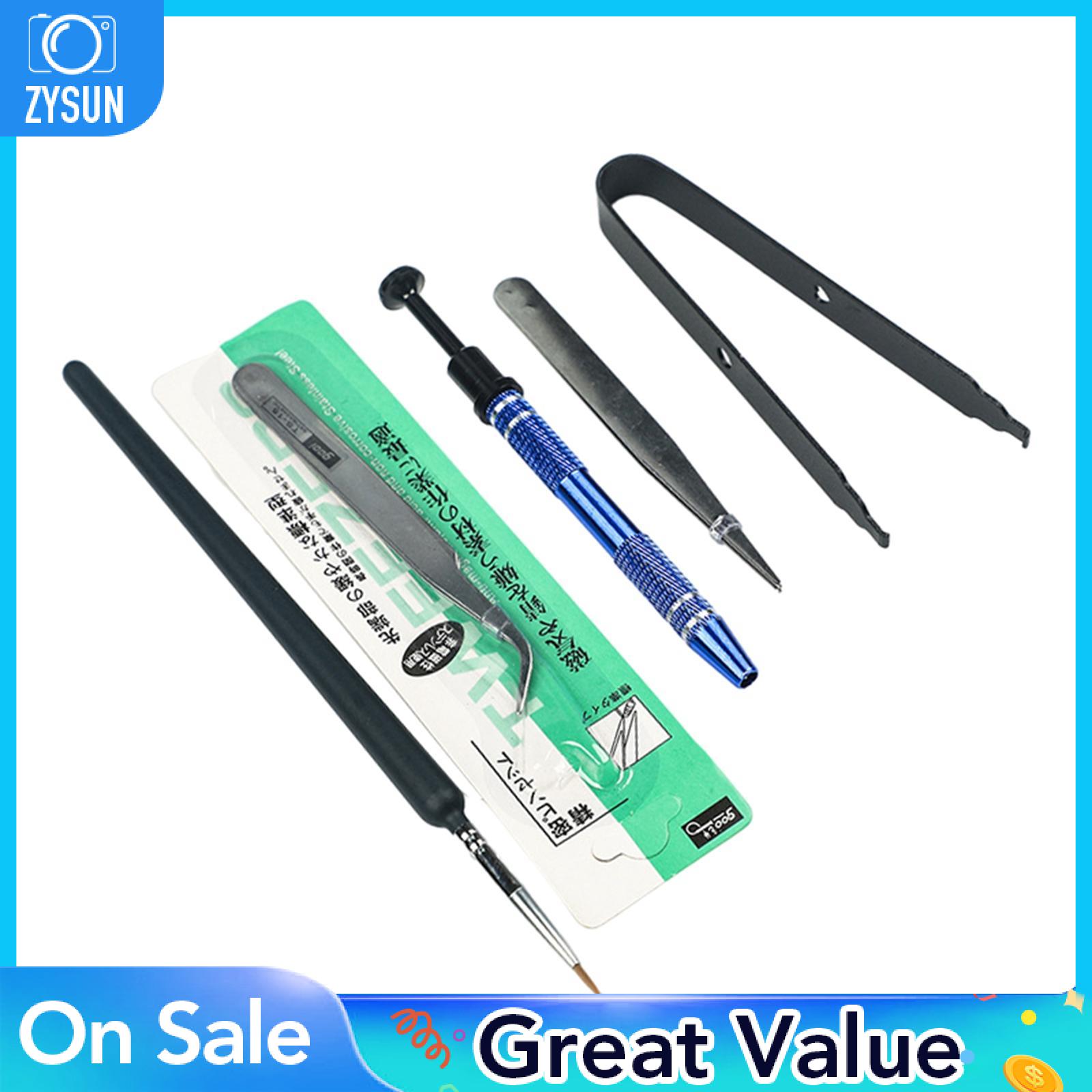 ZYSUN 5 Pieces Mechanical Keyboard Switch Lube Brushes Tool Kit Tweezers Clamp Opener for Remover