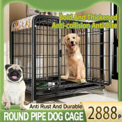 Large Metal Dog Cage with Bathroom Partition and Four Wheels