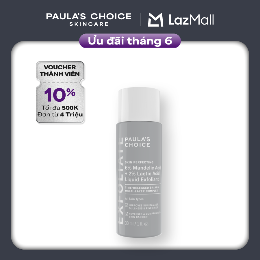 Dung dịch tẩy tế bào chết Paula's Choice Skin Perfecting 8% AHA (6% Mandelic Acid + 2% Lactic Acid) Liquid Exfoliant- 30ml 1477