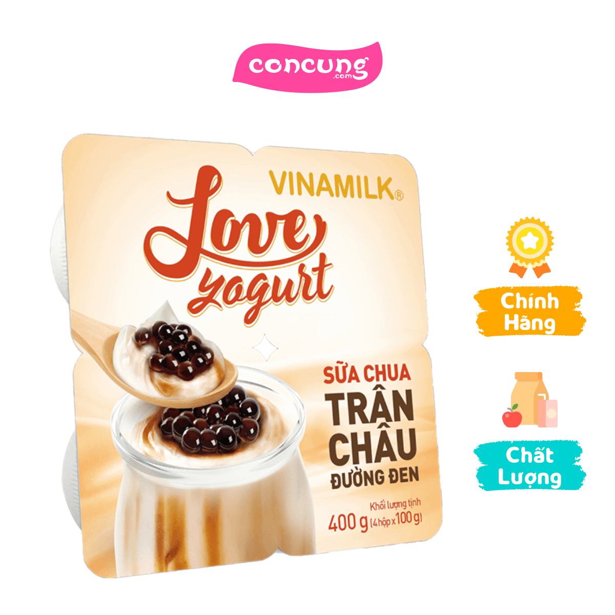 Sữa chua Vinamilk Love Yogurt Trân Châu Đường Đen 100g