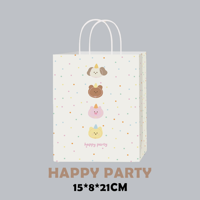 Kraft Paper Bag Gift Bag with Handles Birthday Party Goodie Bag Paper Bags for Gift (Cartoon)