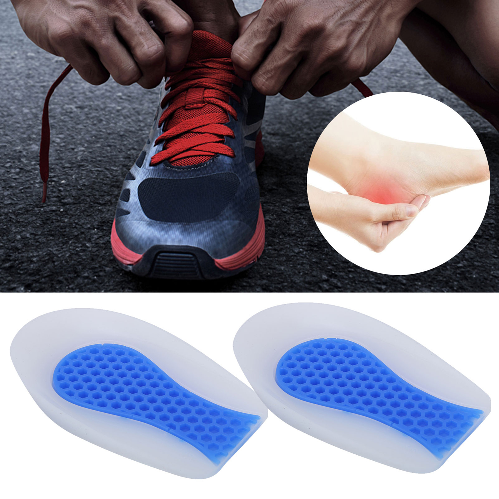 Gel Heel Cups Heel Pad Invisibility Heightening Insole for Woman Shoes Man High Heels ราคา 116 บาท*ส่งฟรี