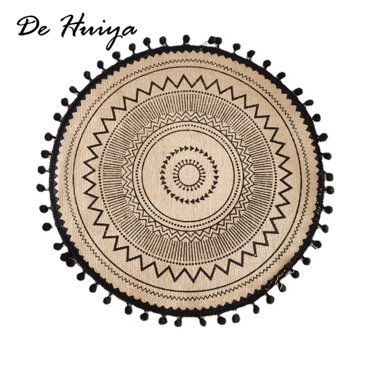 DEHUIYA ฉนวนสไตล์เรียบง่ายทอมือ harbours placemats soles ผ้าฝ้าย Retro Loom พรม Ping พรม Attendant Glory เครื่องครัว ราคา 37 บาท*ส่งฟรี