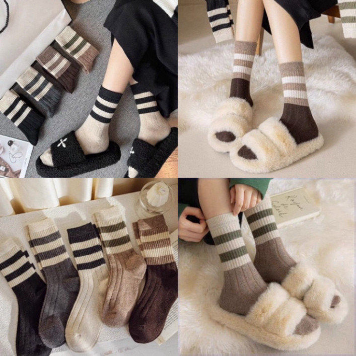 (Đủ Mẫu} Set 5 Đôi Tất Vớ Nam Nữ Cổ Cao Chất Liệu Cotton Hoạ Tiết Hoa Cỏ Siêu Dễ Thương