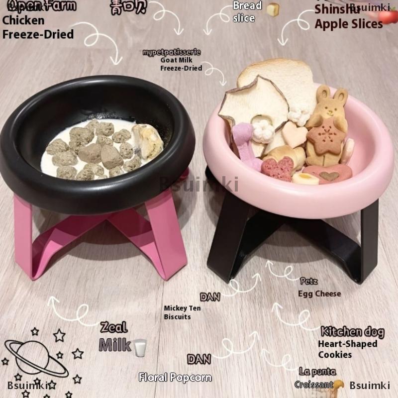 [COD] Bsuimki New cột sống bảo vệ Vật nuôi Bát Chân cao cổ bảo vệ mèo bát với đứng thức ăn vật nuôi Bát vật nuôi nguồn cung cấp