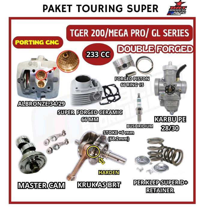 PAKET TOURING 18 TIGER BRT-HEAD-BLOCK-KRUK AS-KARBU PE PWK-PER KLEP-LULASHOP58 Harga 10,132,000 rupiah*Gratis Ongkir