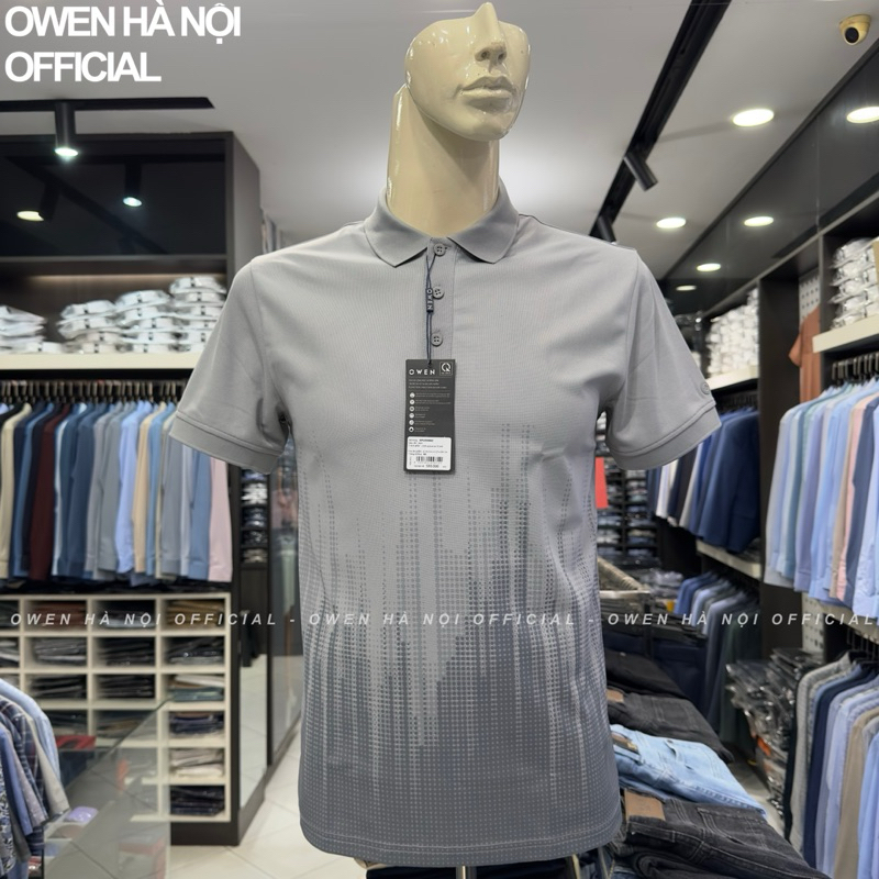 Áo polo nam Owen màu xám họa tiết body fit vải cafe APV253662