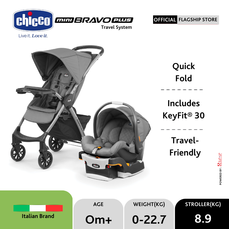 Chicco Mini Bravo Plus Travel System (Stroller + Car Seat) / Kereta Dorong Bayi / Kereta Bayi / Stroller Baby / Stroller Bayi Lipat Travelling / Stroller Lipat / Stroller Bayi / Car Seat Bayi / Car Seat Anak / Tempat Duduk Bayi di Mobil