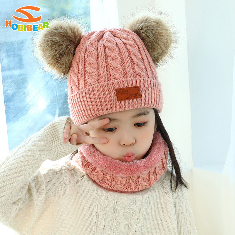 HOBIBEAR New European and American children's hat scarf gloves three-piece set autumn and winter new warm baby hat ราคา  212 บาท*ส่งฟรี