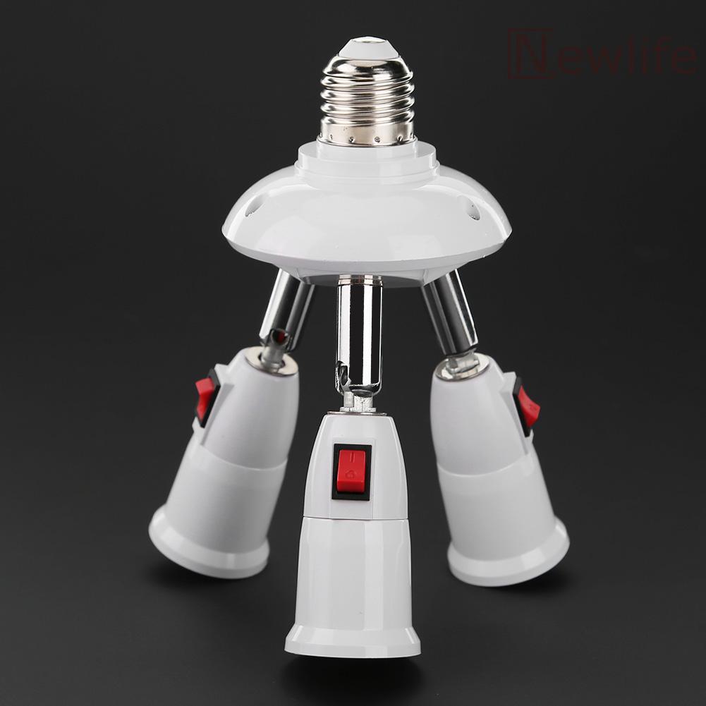 E27 Splitter 3 4 Heads Lamp Base Adjustable LED Light Holder Adapter Socket