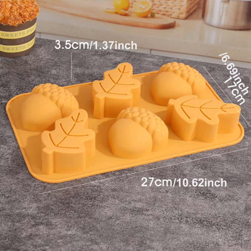Bí Ngô Halloween bánh mousse khuôn silicon DIY Pinecone Kẹo sô cô la bánh pudding dụng cụ làm bánh lá cây nến Khuôn làm bánh xà phòng