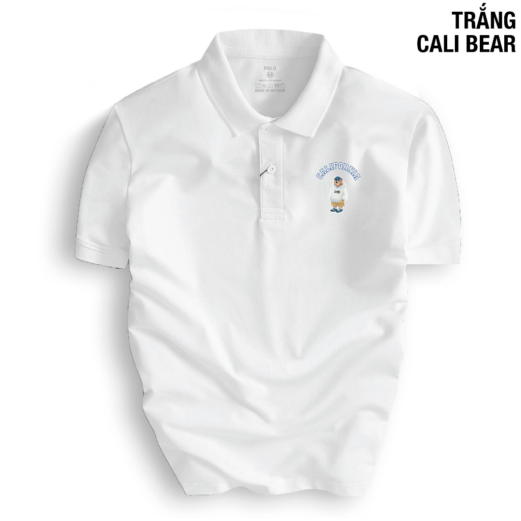Áo thun polo cali bear nam cổ bẻ basic cvc vải cá sấu form gerular fit thanh lịch sang trọng