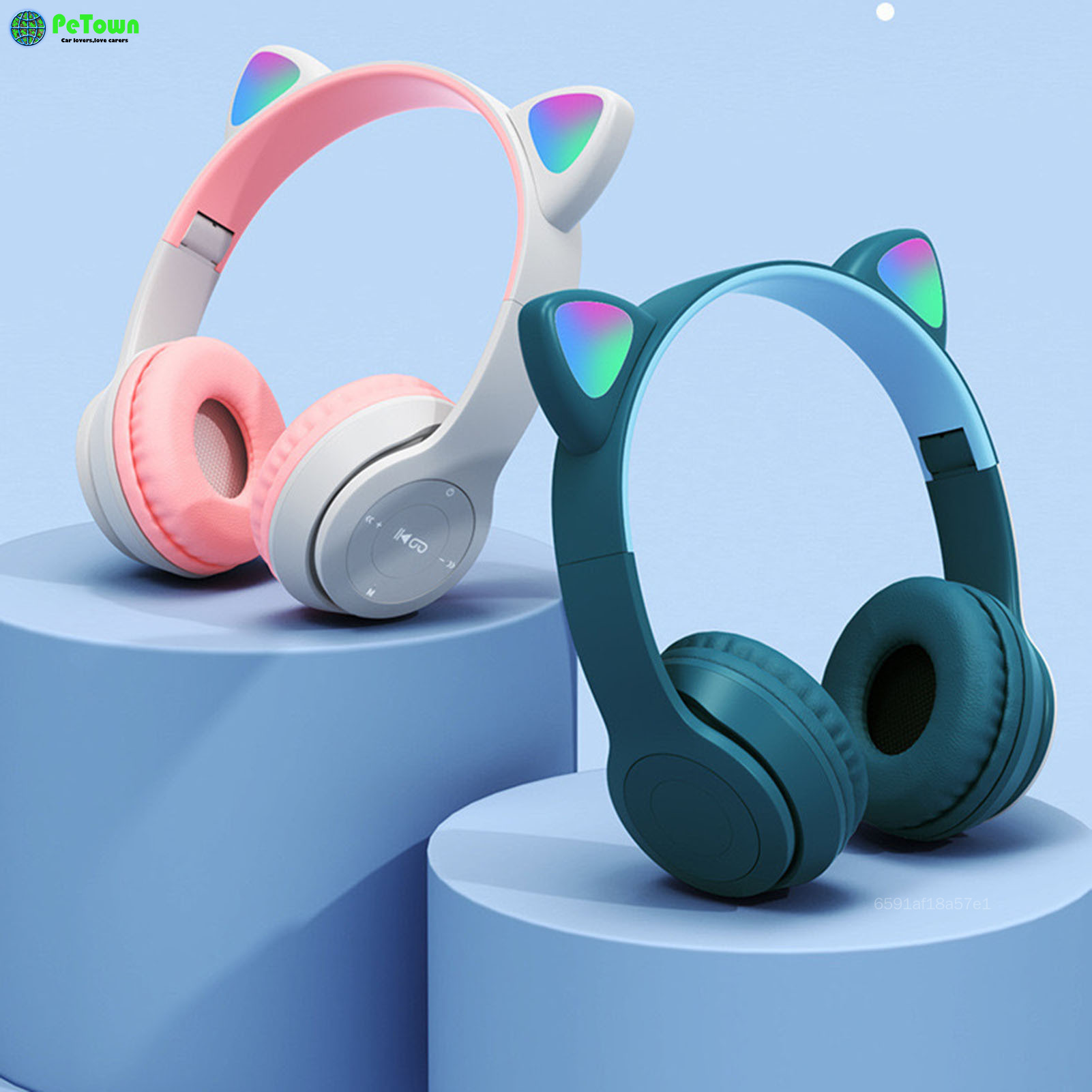 Petown Mèo Tai Blueton-Tương Thích Tai Nghe Sáng Tạo Tai Mèo dễ thương Thiết Kế Cho du lịch ngoài trời Đi Bộ Đường Dài PT-MY