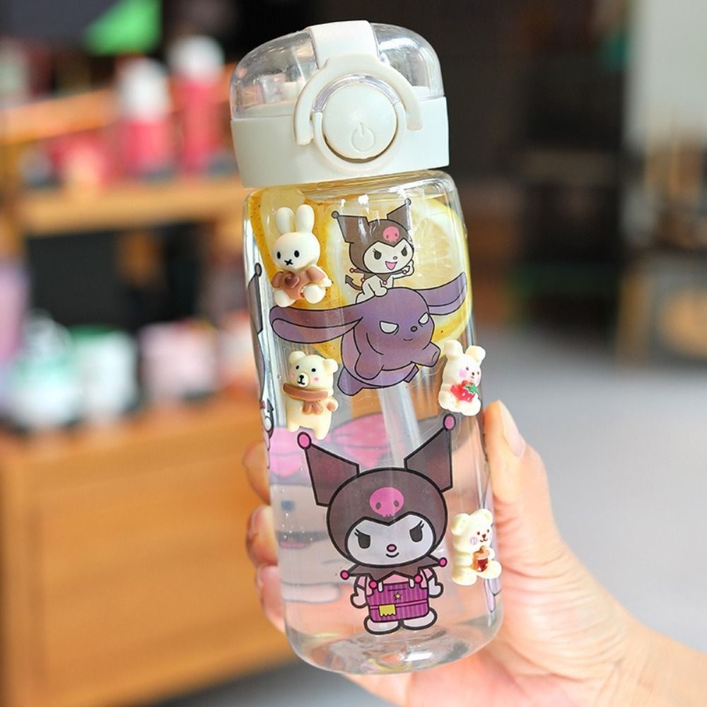 TEENIE WEENIE SPORTS Hoạt hình dễ thương Cốc có ống hút Miếng dán Sanrio Di động Cốc thể thao Chất lượng cao 400ml Chai nước - 6