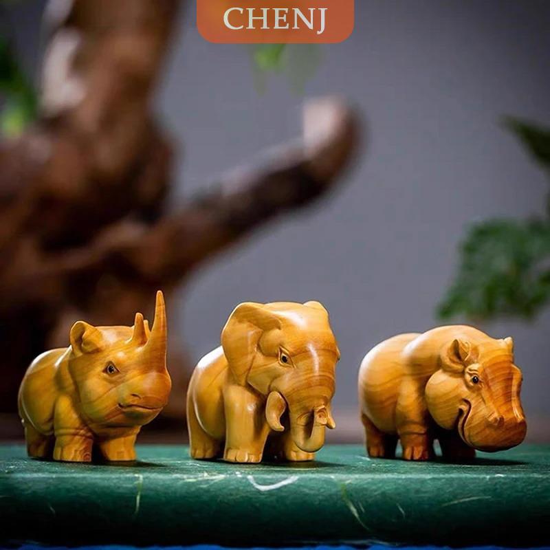 [COD] CHENJ ไม้แกะสลักแบบแมนนวล1 2ชิ้นผลิตภัณฑ์จากไม้แรดฮิปโปช้างตกแต่งบ้านประติมากรรมตกแต่งรถยนต์และรูปแกะสลัก ราคา 58 บาท*ส่งฟรี