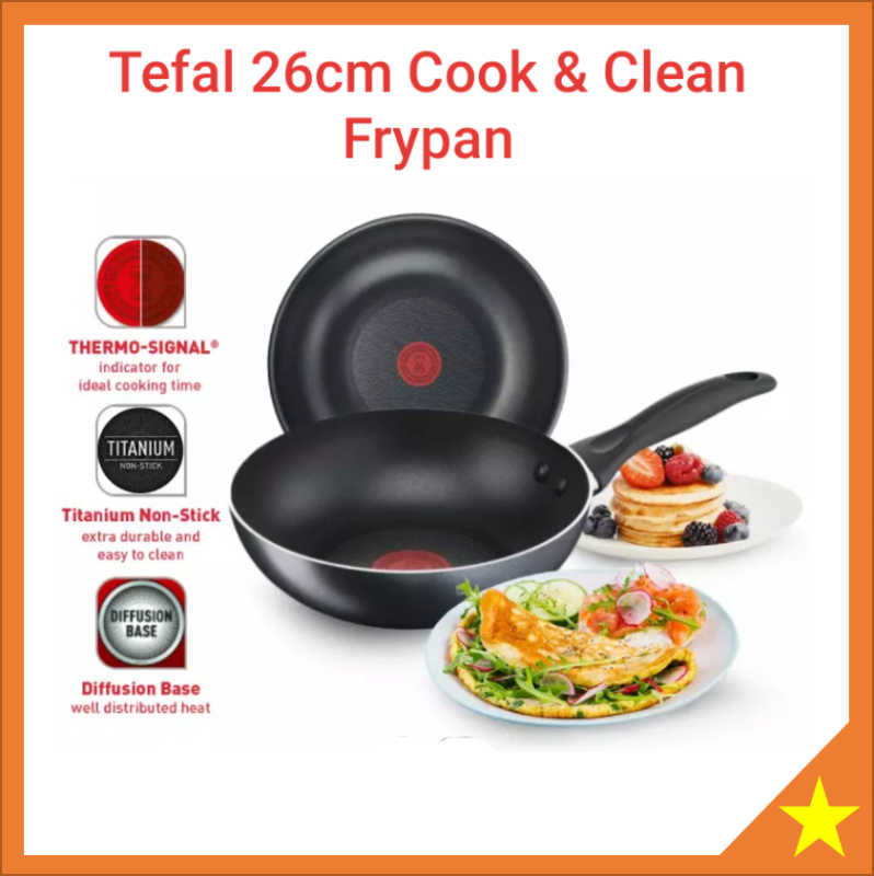 Tefal Cookware Cook & Clean Frypan Frying Pan 26cm B22505 Singapore