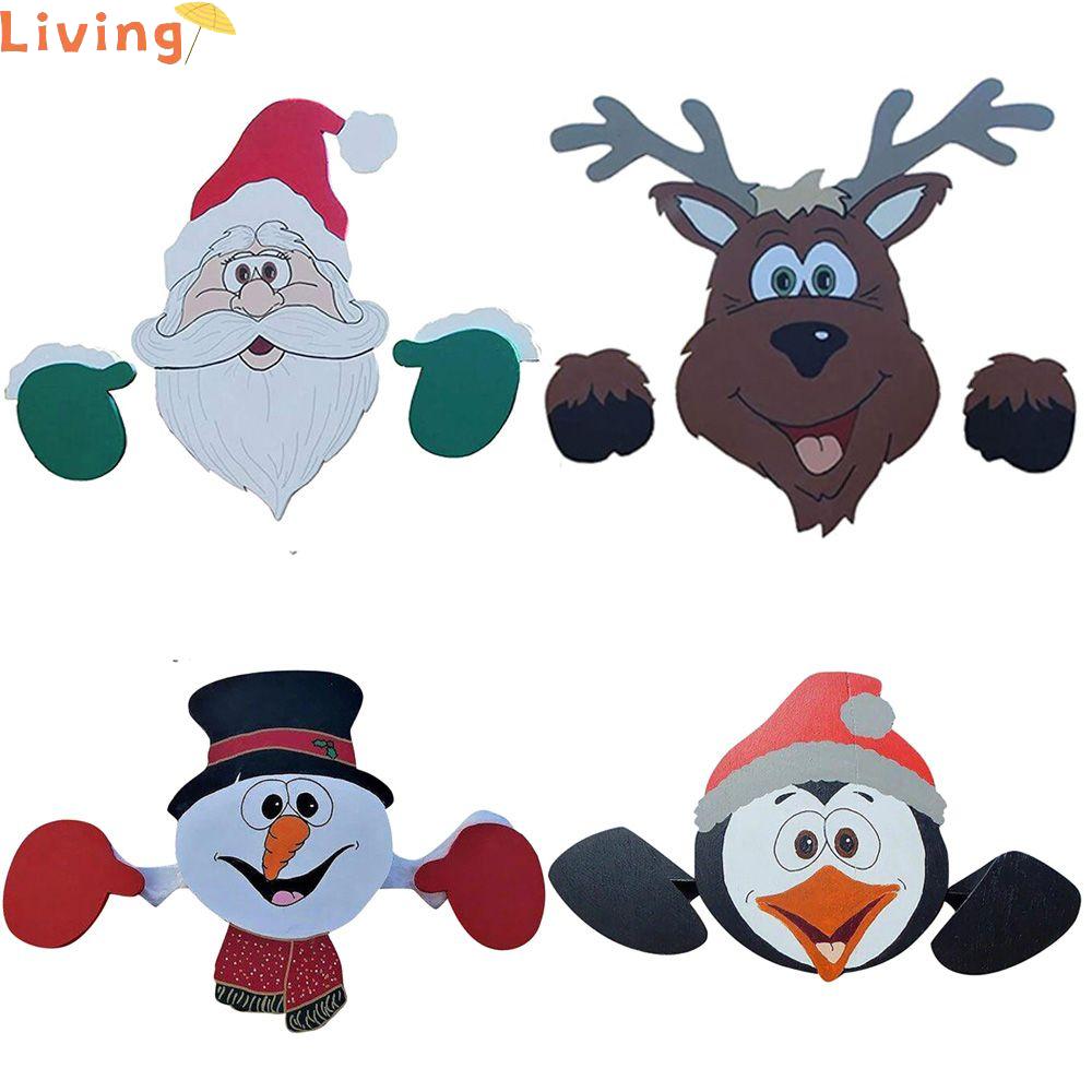 LANZEONT Quà Tặng Nguồn Cung Cấp bên Lễ hội Tuần Lộc Chim Cánh Cụt Peeker Giáng sinh Trang Trí Hàng Rào Santa Khoản Snowman Sân Đồ Trang Trí