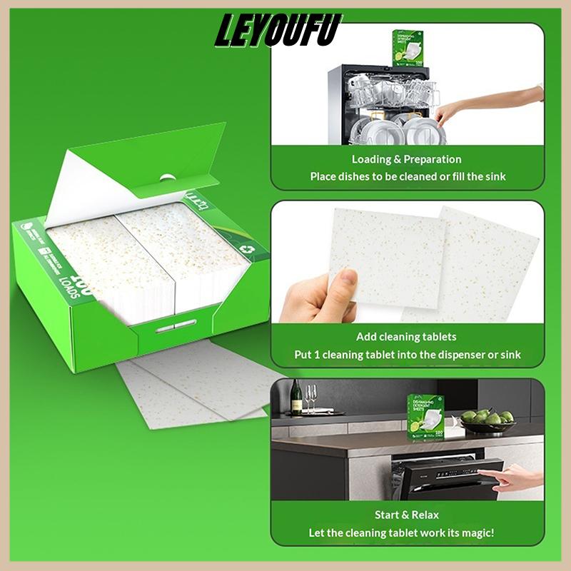 LEYOUFU 30 100pcs máy rửa chén sạch dầu bụi bẩn loại bỏ khử mùi làm sạch máy tính bảng Bát công cụ nhà bếp rửa chén tấm chất tẩy rửa