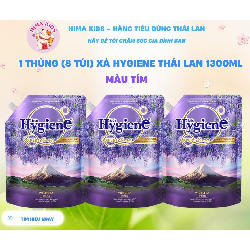 [HÀNG NK]1 Thùng(8 túi) Nước xả vải HygienE Thái Lan 1300ml, đậm đặc lưu hương nước hoa