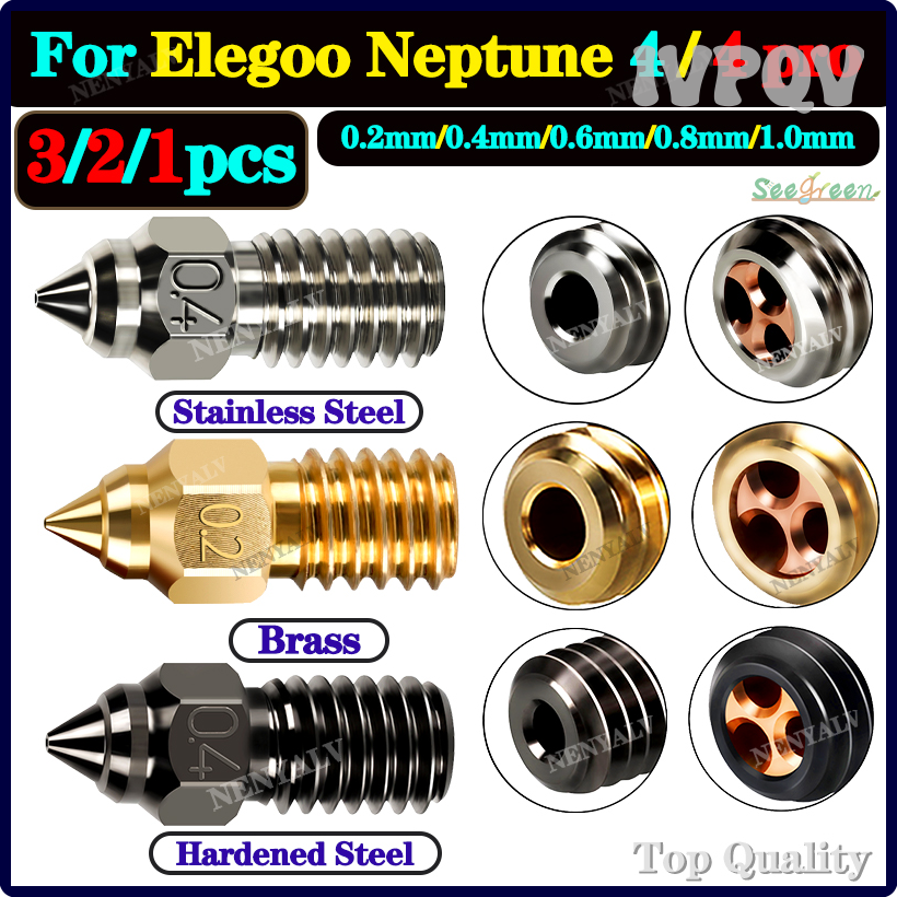 Ivpqv cho elegoo Neptune 4 vòi phun cứng/Thép không gỉ/đồng thau tốc độ cao vòi phun cho elegoo Nept