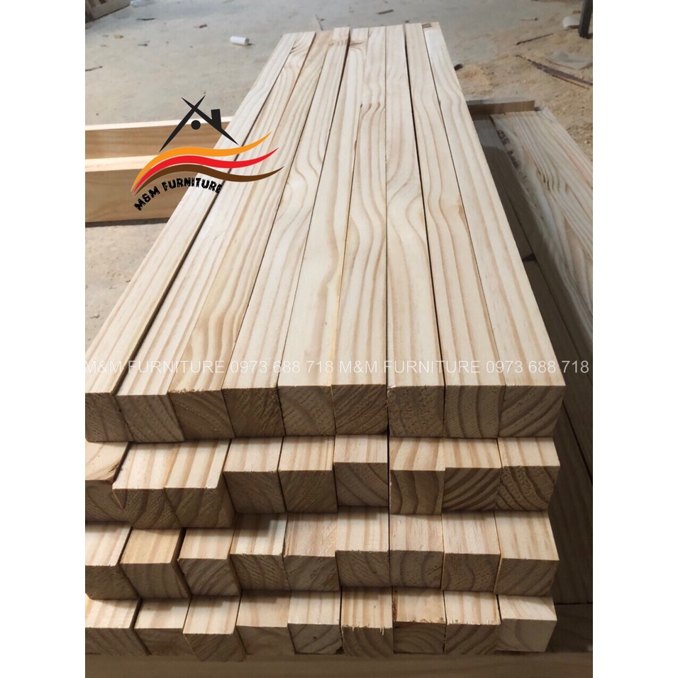 [MM020] Combo 5 thanh gỗ thông 4x3cm dài 40cm láng mịn 4 mặt