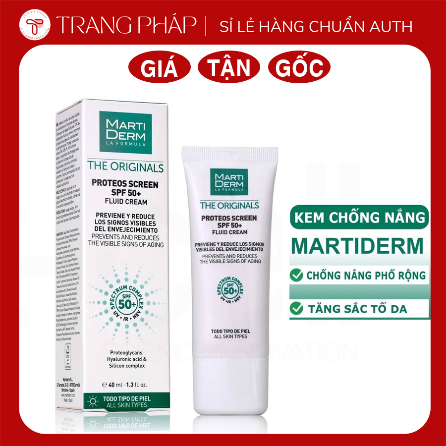 Kem chống nắng phổ rộng MARTI DERM The Proteos Screen SPF50+ (40ml) Tây Ban Nha giúp giảm mụn, nám và tăng sắc tố da