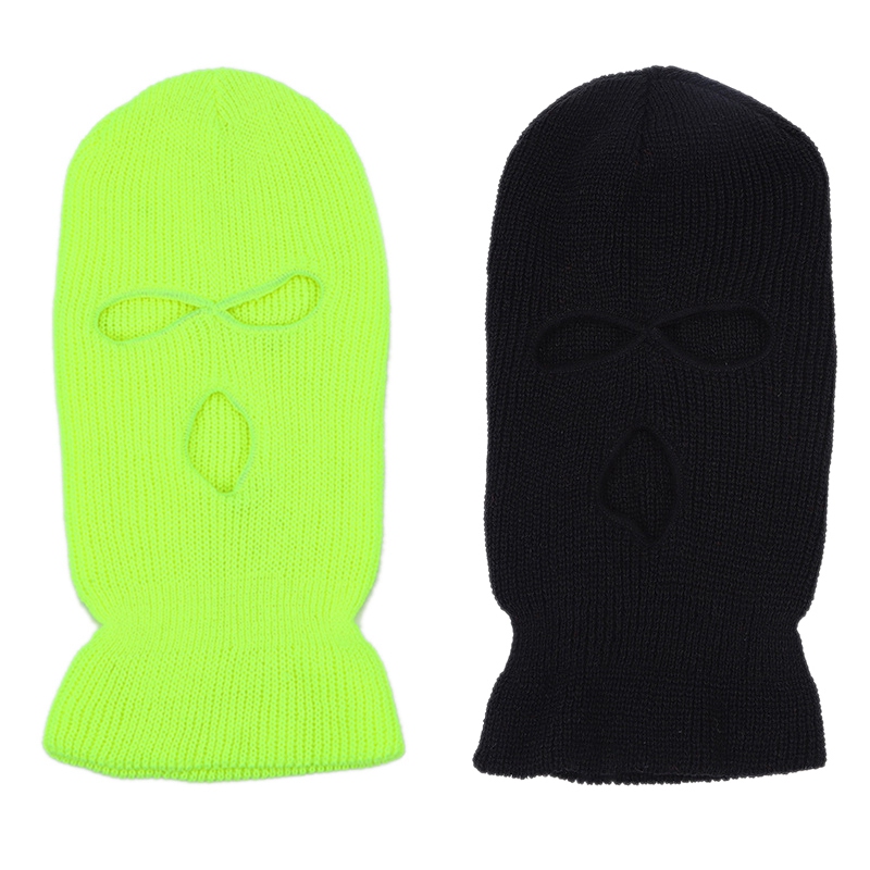 2x 3-Holes Full Face Cover Winter Balaclava Cycling Hat for Men and Women Outdoor Sports Yellow & Black