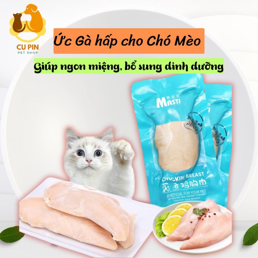 Ức gà hấp ăn liền Masti, Ức Gà Tươi Cho Chó Mèo Gói 40G