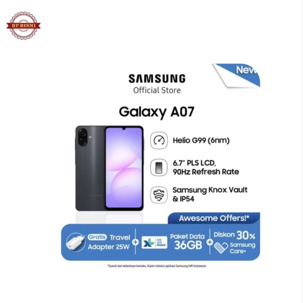 Samsung A07 RAM 4/64 | 4/128 | 6/128 | 8/256 Garansi Resmi Harga  2,225,000 Ringgit*Penghantaran Percuma