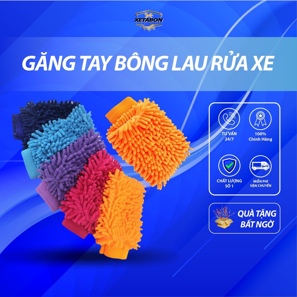 [Màu ngẫu nhiên] Găng tay rửa xe, bao tay rửa xe đa năng thấm hút tốt giúp lau dọn,cọ rửa ô tô, xe máy, vệ sinh nhà cửa.