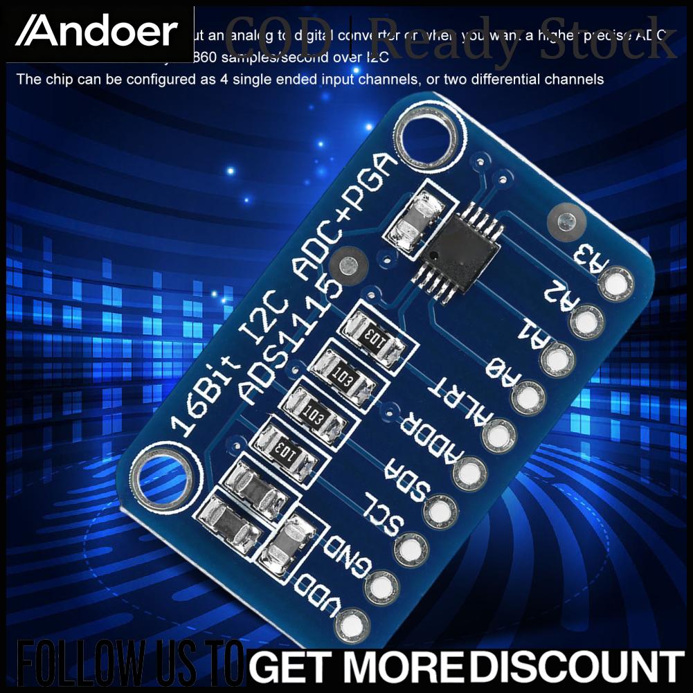 Andoer 2 Bộ ADC 16 Bit I2C ADC Ban Phát Triển Analog Sang Kỹ Thuật Số Chuyển Đổi Mô-đun Cho Bộ Điều Khiển Vi Mô Giá 91,000 Đồng*Miễn phí vận chuyển