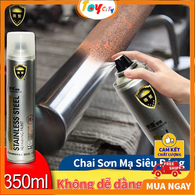 Chính hãng - sơn bạc mạ crom sơn xịt mạ chrome sáng bóng 350ml - chai sơn mạ siêu bóng-sơn xe