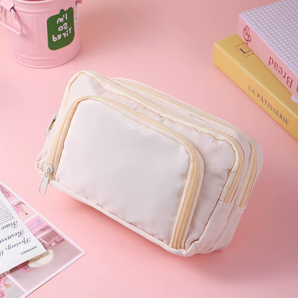 Tempat pinsil Alat Tulis Siswa Aesthetic 3 Lapis Ultra Large Capacity Pencil Case Simple Estetik Kotak